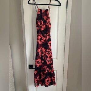 Lulu’s Floral Halter Dress - Black and Pink